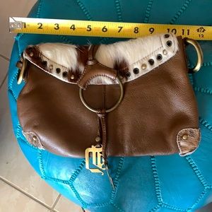 Handmade Brown leather and horsehair handbag